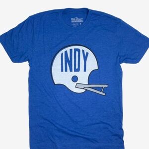 Vintage-Style Indy Football Helmet Tee – Blue Fan Shirt